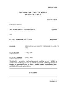 REPORTABLE  THE SUPREME COURT OF APPEAL OF SOUTH AFRICA Case No: 311/97