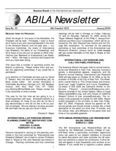 American Branch of the International Law Association  ABILA Newsletter Issue No. 79  ILA—Founded 1873