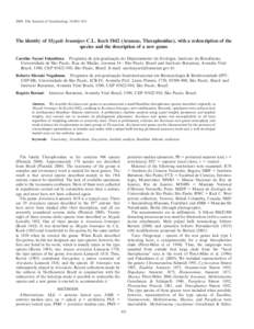 2008. The Journal of Arachnology 36:402–410  The identity of Mygale brunnipes C.L. Koch[removed]Araneae, Theraphosidae), with a redescription of the