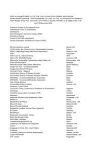 KEEP NUCLEAR POWER OUT OF THE CDM (CLEAN DEVELOPMENT MECHANISM) Nuclear Power Contradicts Clean Development: Too Little, Too Late, Too Expensive Too Dangerous The Following NGOs Have Joined the Call to Remove 