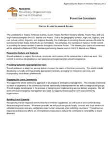 Approved by the Board of Directors, February[removed]POINTS OF CONSENSUS UNITED STATES ISLANDS & ALASKA  The jurisdictions of Alaska, American Samoa, Guam, Hawaii, Northern Mariana Islands, Puerto Rico, and U.S.