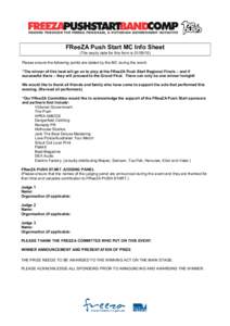 MC INFO SHEET – PUSH START REGIONAL FINAL SERIES 2002