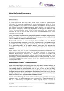 Cloich Forest Wind Farm  Non-Technical Summary Introduction In October 2012 Cloich Wind Farm LLP (a wholly owned subsidiary of Partnerships for Renewables Ltd) submitted an application to Scottish Ministers under Section