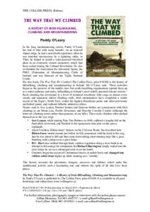 THE COLLINS PRESS: Release  THE WAY THAT WE CLIMBED A HISTORY OF IRISH HILLWALKING, CLIMBING AND MOUNTAINEERING