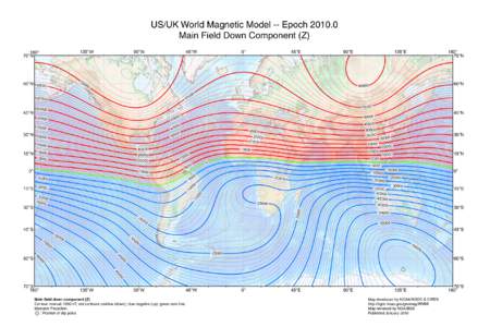 US/UK World Magnetic Model -- Epoch[removed]Main Field Down Component (Z) 180° 70°N  135°W