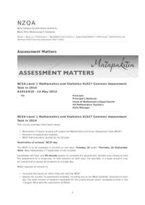 NZQA  New Zealand Qualifications Authority Mana Tohu Matauranga O Aotearoa Home > About us > Publications > Newsletters and circulars > Assessment Matters > NCEA Level 1 Mathematics and Statistics[removed]Common Assessment