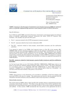 [removed]Cover letter to COM UCITS IV advice Part III + KID methodologies