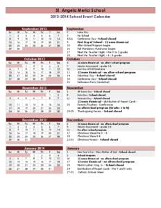 St. Angela Merici School[removed]School Event Calendar September 2013 Su 1 8