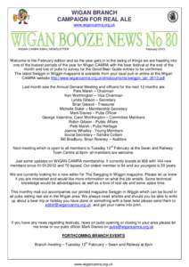 WIGAN BRANCH CAMPAIGN FOR REAL ALE www.wigancamra.org.uk WIGAN CAMRA EMAIL NEWSLETTER