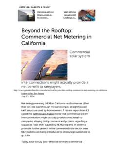 Beyond the Rooftop: Commercial Net Metering in California : Greentech Media