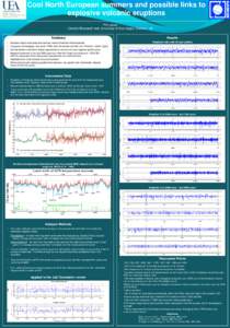 Cool North European summers and possible links to explosive volcanic eruptions Phil Jones Climatic Research Unit, University of East Anglia, Norwich, UK  Summary