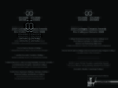 2009 Colleges Ontario Awards[removed]Colleges Ontario Awards Prix Collèges Ontario 2009