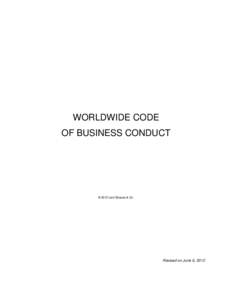 WORLDWIDE CODE OF BUSINESS CONDUCT © 2012 Levi Strauss & Co.  Revised on June 6, 2012