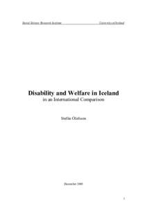 Social Science Research Institute  University of Iceland Disability and Welfare in Iceland in an International Comparison