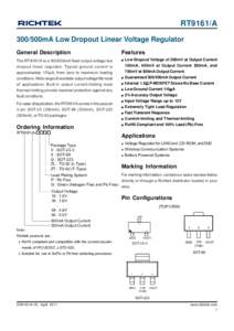 RT9161/A 300/500mA Low Dropout Linear Voltage Regulator General Description Features