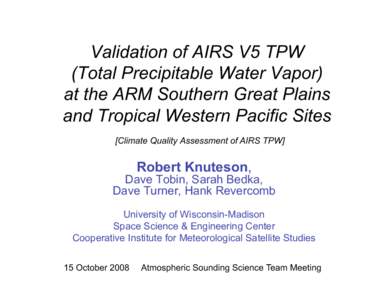 Validation of AIRS V5 TPW (Total Precipitable Water Vapor) at the ARM Southern Great Plains and Tropical Western Pacific Sites [Climate Quality Assessment of AIRS TPW]