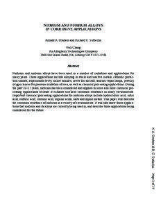 NIOBIUM AND NIOBIUM ALLOYS IN CORROSIVE APPLICATIONS Ronald A. Graham and Richard C. Sutherlin