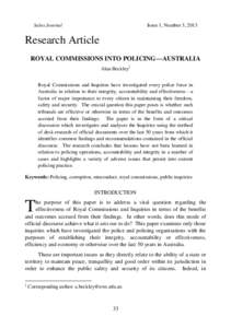 Salus Journal  Issue 1, Number 3, 2013 Research Article ROYAL COMMISSIONS INTO POLICING—AUSTRALIA