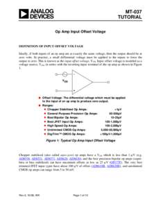 MT-037: Op Amp Input Offset Voltage