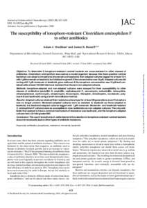 Journal of Antimicrobial Chemotherapy[removed], 623–628 DOI: [removed]jac/dkg398 Advance Access publication 1 September 2003 The susceptibility of ionophore-resistant Clostridium aminophilum F to other antibiotics