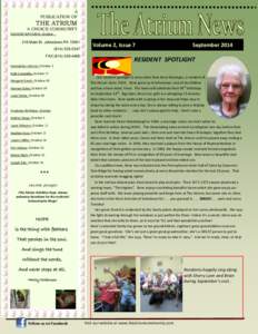 A PUBLICATION OF THE ATRIUM A CHOICE COMMUNITY RESIDENT BIRTHDAYS- October