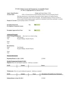 FY[removed]Bank Account and Transparency Accountability Report FY[removed]Appropriation Act, Proviso[removed]Agency Name/Number: Budget and Control Board - F030 Account Name: Office of General Services Federal Surplus Pro