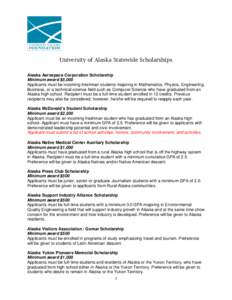 University of Alaska Statewide Scholarships