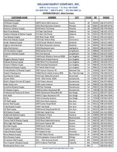 WILLIAM MARVY COMPANY, INC[removed]St. Clair Avenue * St. Paul, MN[removed]0726 * [removed] * [removed]fax DISTRIBUTION LIST - West Territory CUSTOMER NAME Sally Beauty Supply