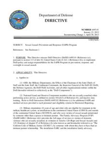 DoD Directive[removed], January 23, 2012; Incorporating Change 1, April 30, 2013