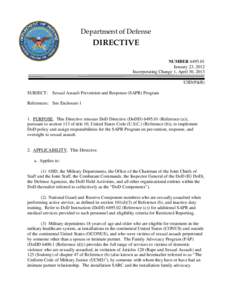 Sexual assault / Assistant Secretary of Defense for Health Affairs / Under Secretary of Defense for Personnel and Readiness / Defense Technical Information Center / Crime / Medicine / Gender / United States Department of Defense / Sex crimes / Defense Human Resources Activity