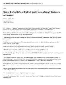 The Delaware County Daily Times (delcotimes.com), Serving Delaware County, PA  News Upper Darby School District again facing tough decisions on budget