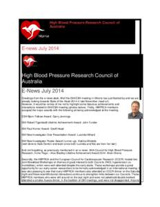 High Blood Pressure Research Council of Australia E-news JulyHigh Blood Pressure Research Council of