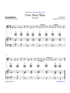 Sheet Music from www.mfiles.co.uk  I Saw Three Ships Accompaniment: Piano/Guitar chords