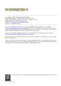 An Analysis of the Principal-Agent Problem Author(s): Sanford J. Grossman and Oliver D. Hart Source: Econometrica, Vol. 51, No. 1 (Jan., 1983), pp. 7-45