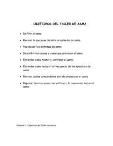 OBJETIVOS DEL TALLER DE ASMA