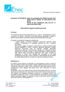 gs  Direzione Infrastrutture Aeroporti Aeroporto di Pantelleria: opere di prolungamento RESA (Runway End Safety Area) in testata 26 della pista di volo