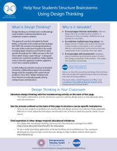 Help Your Students Structure Brainstorms CLICK HERE FOR RELATED RESOURCES Using Design Thinking