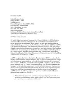 November 8, 2001 Federal Register Notice Friday October 5, [removed]CFR Part 589 Docket Management Branch [HFA-305] Food and Drug Administration