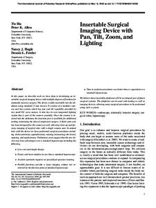 The International Journal of Robotics Research OnlineFirst, published on May 19, 2009 as doi:  Tie Hu Peter K. Allen Department of Computer Science, Columbia University,