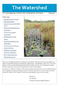 The Watershed  The Latest Happenings in Indiana’s State  Revolving Fund Loan Program                   Spring 2011  In this issue:    Message from the Director 