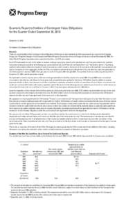 Quarterly Report to Holders of Contingent Value Obligations for the Quarter Ended September 30, 2010 November 15, 2010 To Holders of Contingent Value Obligations: Overview There are currently 98.6 million Contingent Valu