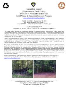 Hunterdon County Department of Public Safety Division of Public Health Services Solid Waste & Recycling Services Program www.co.hunterdon.nj.us/recycling.htm