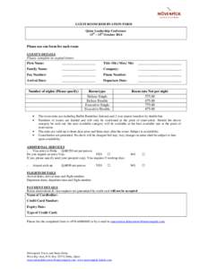 GUEST ROOM RESERVATION FORM Qatar Leadership Conference 15th – 19th October 2014 Please use one form for each room GUEST’S DETAILS