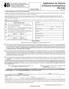 Application for Refund of Excess Contributions RS 5195 Office of the New York State Comptroller New York State and Local Retirement System