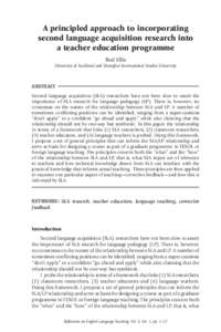 A principled approach to incorporating second language acquisition research into a teacher education programme 1  A principled approach to incorporating