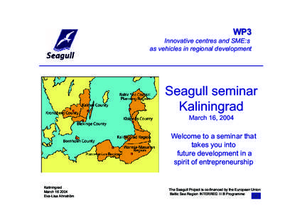 WP3 Innovative centres and SME:s as vehicles in regional development Seagull seminar Kaliningrad