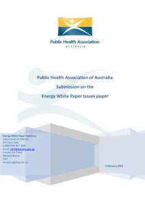 Public Health Association of Australia Submission on the Energy White Paper Issues paper Energy White Paper Taskforce Department of Industry