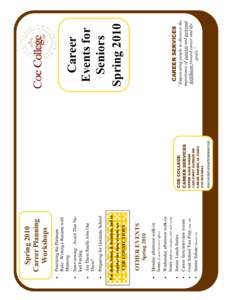 Career Events for Seniors, SPRING 2010 brochure
