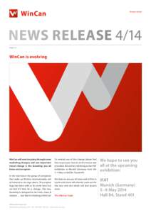 Always ahead  News release 4/14 Page 1/2  WinCan is evolving