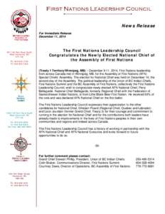 Microsoft Word - FNLC press release on AFN NC Election December[removed]final)